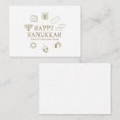 Happy Hanukkah Gold witte douanenaam Notitiekaartje (Voorkant / Achterkant)