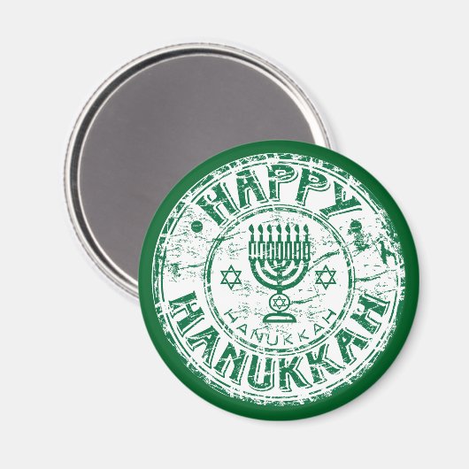 Happy Hanukkah Green Magneet (Voorkant / Achterkant)