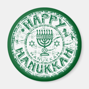 Happy Hanukkah Green Magneet