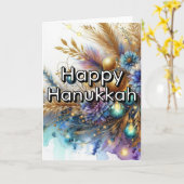 Happy Hanukkah Greeting Card - Blue Gold Abstract Kaart (Gele Bloem)
