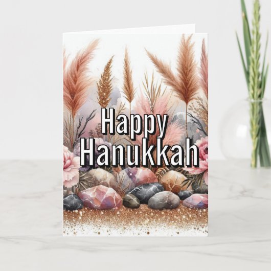 Happy Hanukkah Greeting Card - Modern Simple Pink Kaart (Voorkant)