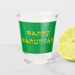 Happy Hanukkah Greeting Gold Shot Glas