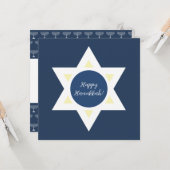 Happy Hanukkah-groetings Kaart (Voorkant / Achterkant in situ)