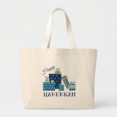 Happy Hanukkah Grote Tote Bag (Voorkant)