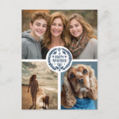 Happy Hanukkah Hand-Drawn CUSTOM 3 FOTO Vakantie Briefkaart (Voorkant)