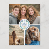 Happy Hanukkah Hand-Drawn CUSTOM 3 FOTO Vakantie Briefkaart (Voorkant)