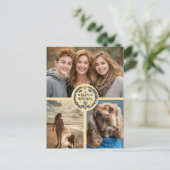 Happy Hanukkah Hand-Drawn CUSTOM 3 FOTO Vakantie Briefkaart (Staand voorkant)