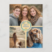 Happy Hanukkah Hand-Drawn CUSTOM 3 FOTO Vakantie Briefkaart (Voorkant)