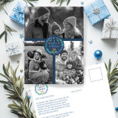 Happy Hanukkah Hand-Drawn CUSTOM 3 FOTO Vakantie Briefkaart