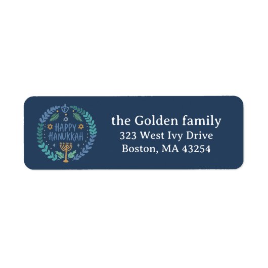 HAPPY HANUKKAH Hand-Drawn Vakantie retouradres Etiket (Voorkant)