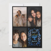 HAPPY HANUKKAH Hand-getrokken CUSTOM 3 FOTO Letter Feestdagenkaart (Voorkant)