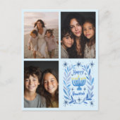 HAPPY HANUKKAH Hand-getrokken CUSTOM 3 FOTO Letter Feestdagenkaart (Voorkant)