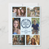 HAPPY HANUKKAH Hand-getrokken CUSTOM 6 FOTO Feestdagenkaart (Voorkant)