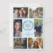 HAPPY HANUKKAH Hand-getrokken CUSTOM 6 FOTO Feestdagenkaart (Voorkant)