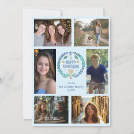 HAPPY HANUKKAH Hand-getrokken CUSTOM 6 FOTO Feestdagenkaart