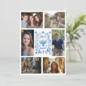 HAPPY HANUKKAH Hand-getrokken CUSTOM 6 FOTO Feestdagenkaart (Staand voorkant)