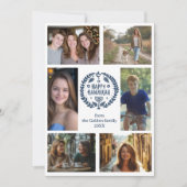 HAPPY HANUKKAH Hand-getrokken CUSTOM 6 FOTO Feestdagenkaart (Voorkant)