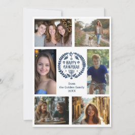 HAPPY HANUKKAH Hand-getrokken CUSTOM 6 FOTO Feestdagenkaart