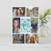 HAPPY HANUKKAH Hand-getrokken CUSTOM 6 FOTO Feestdagenkaart (Staand voorkant)