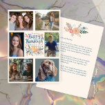 HAPPY HANUKKAH Hand-getrokken CUSTOM 6 FOTO Feestdagenkaart<br><div class="desc">Ik hoop dat je dit met de hand getekende vakantieontwerp leuk vindt. Klik op "personaliseren" om uw eigen foto's en tekst aan de voor- en achterkant te bewerken en toe te voegen. Ook beschikbaar als digitale download om te verzenden via e-mail of sms en op te slaan op verzending. Bekijk...</div>