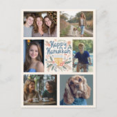 HAPPY HANUKKAH Hand-getrokken CUSTOM 6 FOTO Feestdagenkaart (Voorkant)
