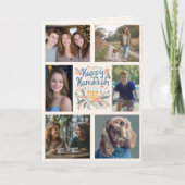 HAPPY HANUKKAH Hand-getrokken CUSTOM 6 FOTO Gevouw Feestdagen Kaart (Voorkant)
