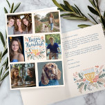 HAPPY HANUKKAH Hand-getrokken CUSTOM 6 FOTO Gevouw Feestdagen Kaart<br><div class="desc">Ik hoop dat je dit met de hand getekende vakantieontwerp leuk vindt. Klik op "personaliseren" om uw eigen foto's en tekst aan de voor- en binnenkant te bewerken en toe te voegen. Design voor illustraties aan de binnen- en achterkant verwijderen of verplaatsen als u dat wilt. Ook beschikbaar als digitale...</div>