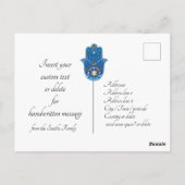 🕎 Happy Hanukkah, hand van Miriam, aanpasbaar Briefkaart (Achterkant)