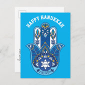 🕎 Happy Hanukkah, hand van Miriam, aanpasbaar Briefkaart (Voorkant / Achterkant)