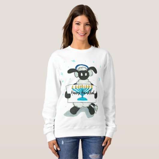 Happy Hanukkah Hensly Long-Sleeve T-shirt-Shirt Trui (Voorkant volledig)