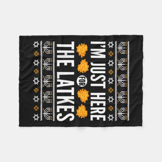 Happy Hanukkah hier net voor Latkes Hebreeuwse Fleece Deken (Voorkant (Horizontaal))