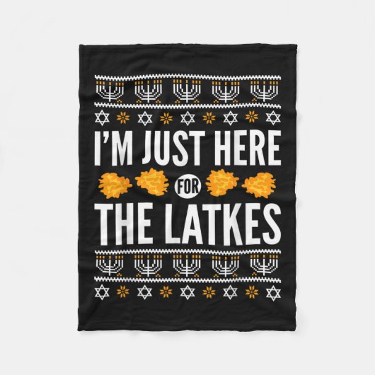 Happy Hanukkah hier net voor Latkes Hebreeuwse Fleece Deken (Voorkant)