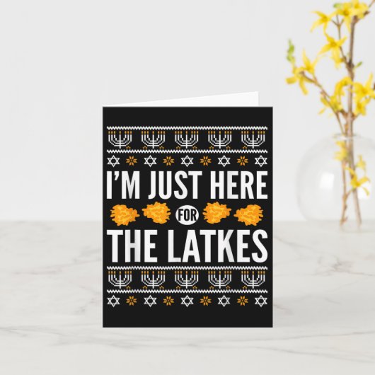 Happy Hanukkah hier net voor Latkes Hebreeuwse Kaart (Gele Bloem)