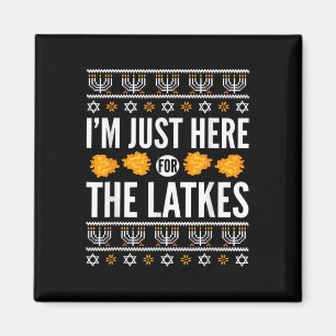 Happy Hanukkah hier net voor Latkes Hebreeuwse Magneet