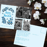 Happy Hanukkah Holiday CUSTOM 3 FOTO'S Briefkaart<br><div class="desc">Ik hoop dat je dit vakantieontwerp leuk vindt. Voeg uw eigen foto's en tekst toe aan de voor- en achterkant door te klikken op "Deze sjabloon personaliseren". Zorg ervoor dat u uw foto's rangschikt onder de "groep" die de witte rand creëer. Alles is aanpasbaar. Voeg ook jouw tekst toe aan...</div>