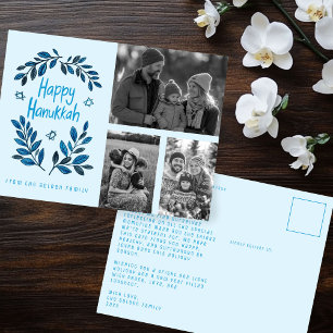 Happy Hanukkah Holiday CUSTOM 3 FOTO'S Briefkaart