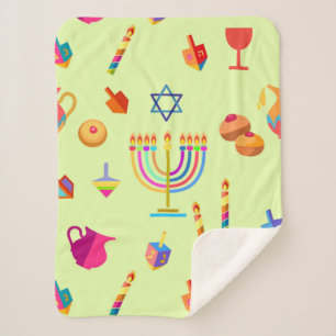Happy Hanukkah Holiday decoratieve symbolen voor Sherpa Deken
