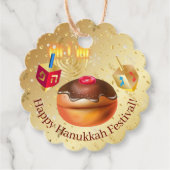 Happy Hanukkah Holiday Donuts en Menorah Gold Bedankjes Labels (Voorkant)
