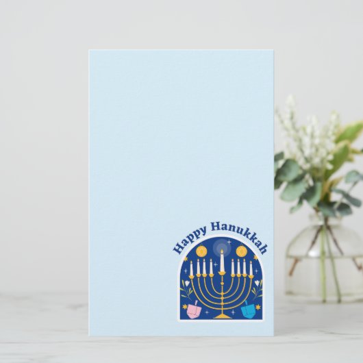 Happy Hanukkah Holiday Festive Briefpapier (Staand voorkant)