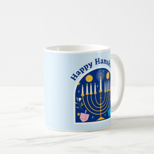 Happy Hanukkah Holiday Festive Coffee Mok (Voorkant rechts)