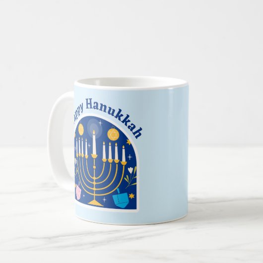 Happy Hanukkah Holiday Festive Coffee Mok (Voorkant links)