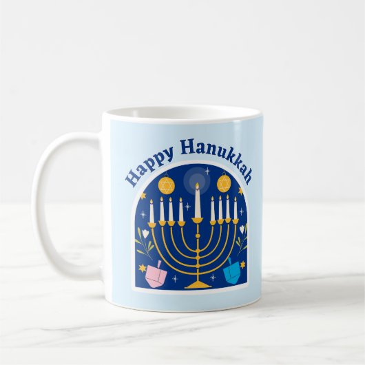 Happy Hanukkah Holiday Festive Coffee Mok (Links)
