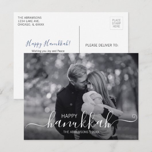 Happy Hanukkah Holiday Foto Briefkaart (Voorkant / Achterkant)
