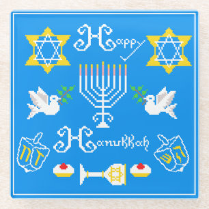 Happy Hanukkah Holiday Glazen Onderzetter