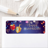 Happy Hanukkah Holiday Gold Hanukkah Menorah Etiket (Insitu)