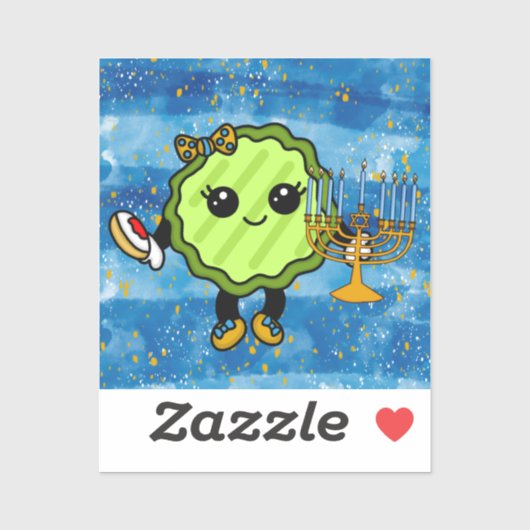 Happy Hanukkah Holiday Pickle Sticker (Vel)