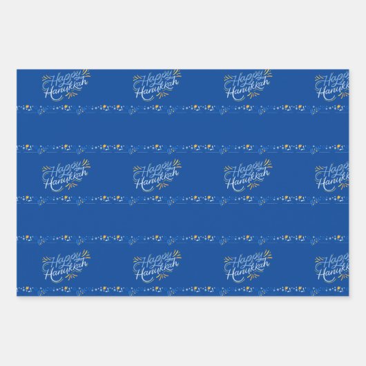 Happy Hanukkah inpakbladen 3 verschillende design Inpakpapier Vel (Voorkant 2)