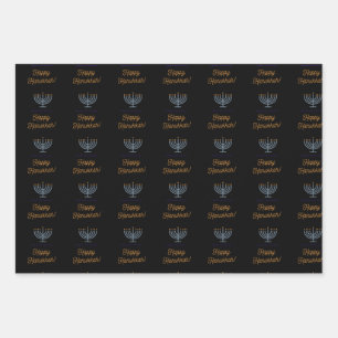 Happy Hanukkah inpakbladen 3 verschillende design Inpakpapier Vel