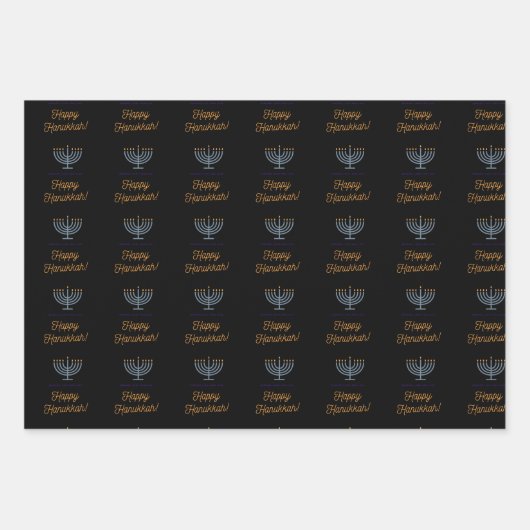 Happy Hanukkah inpakbladen 3 verschillende design Inpakpapier Vel (Voorkant)
