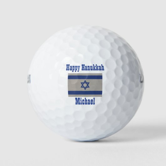 Happy Hanukkah Israel vlag - Aangepaste naam Golfballen (Voorkant)